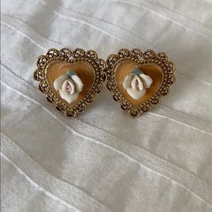 Vintage Heart Clip On Earrings